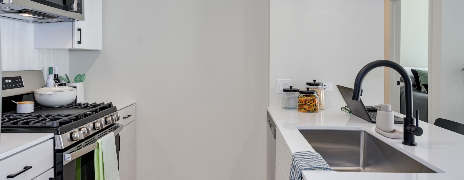 kitchen with white cabinets and stainless steel appliances